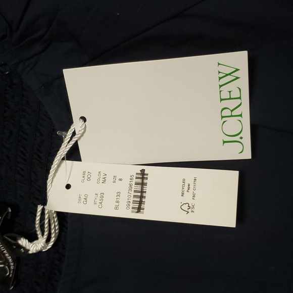 Nwt J. Crew Fitted Puff-sleeve Top Blue - Picture 6 of 9